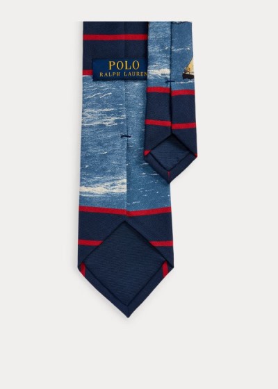 Corbatas Polo Ralph Lauren Hombre Azul Marino / Rojos - Polo Sport Sailboat Silk - UILMP5687